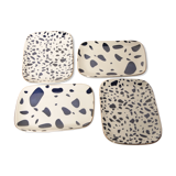 4 plats motifs terrazzo bleu