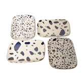 4 plats motifs terrazzo bleu