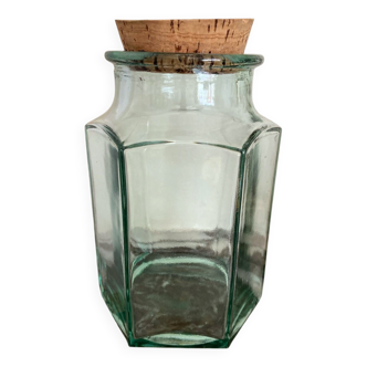 Hexagonal jar made of thick glass