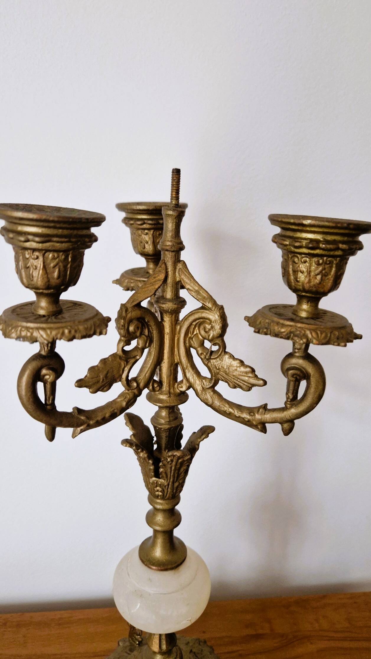 Chandelier with 3 branches in gilded bronze
