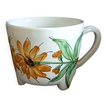 Large ceramic footed mug handcrafted in red.