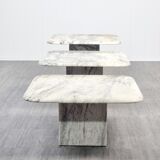 Lot de 3 tables d’appoint en marbre de carrare