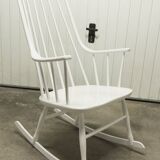 Grandessa rocking chair in white beech by Lena Larsson 1960 for Nesto
