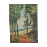 Huile sur toile peinture forêt au bord de mer