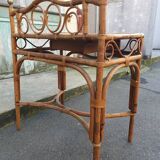 Bamboo and rattan side table, 1950s-1960s