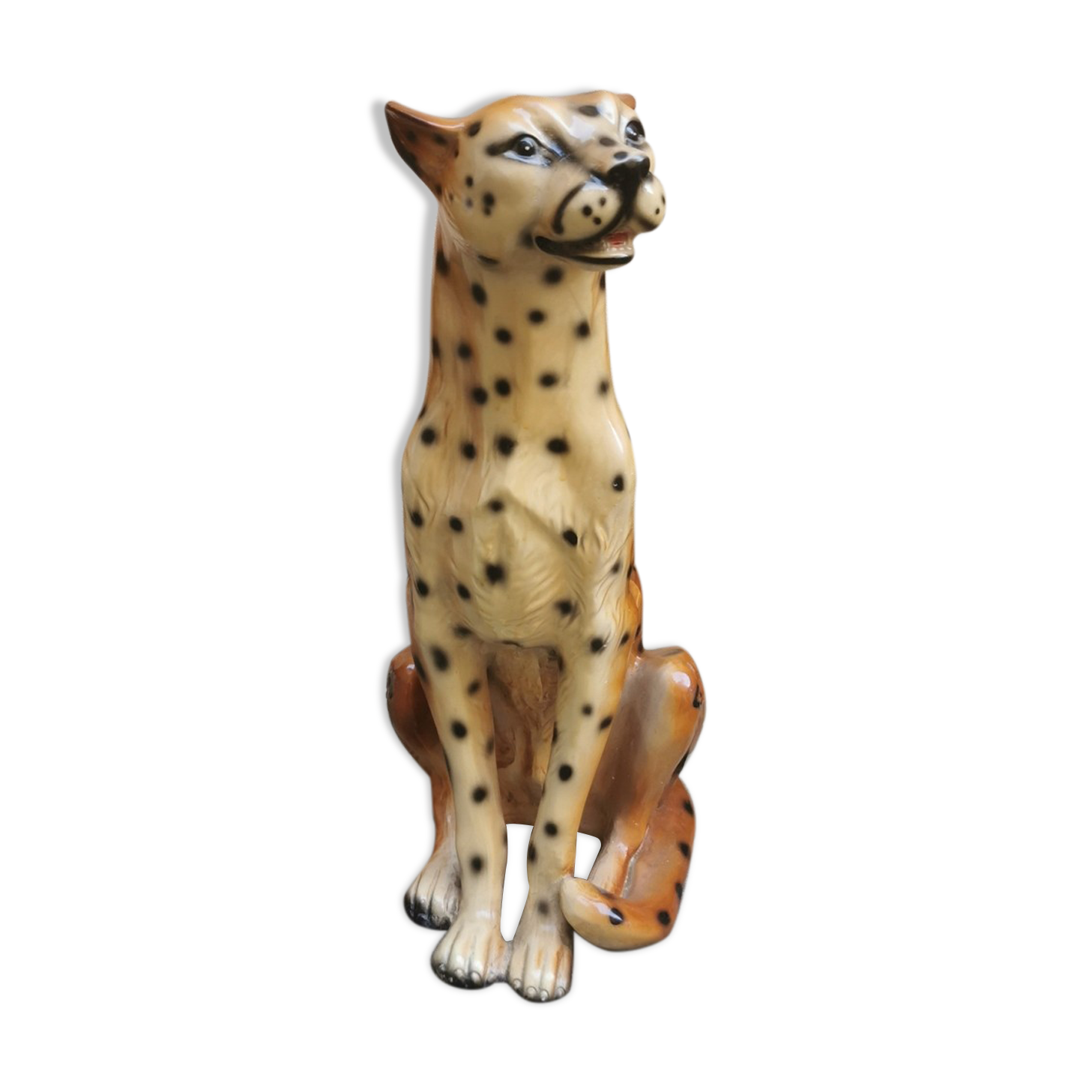 Vintage ceramic statue cheetah