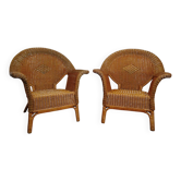 2 rattan armchairs