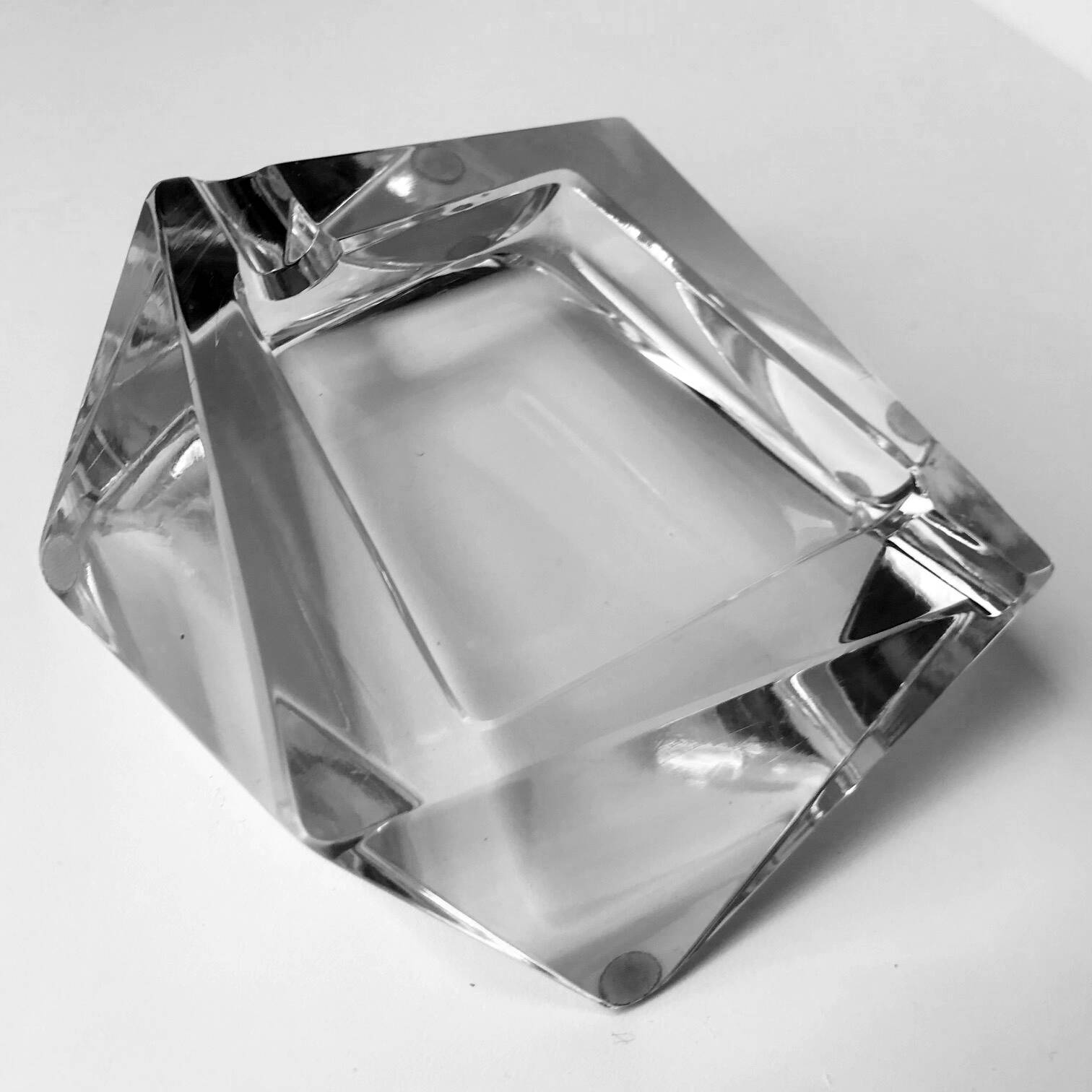 Cendrier Asymétrique Vintage • Cristal • 1970-80