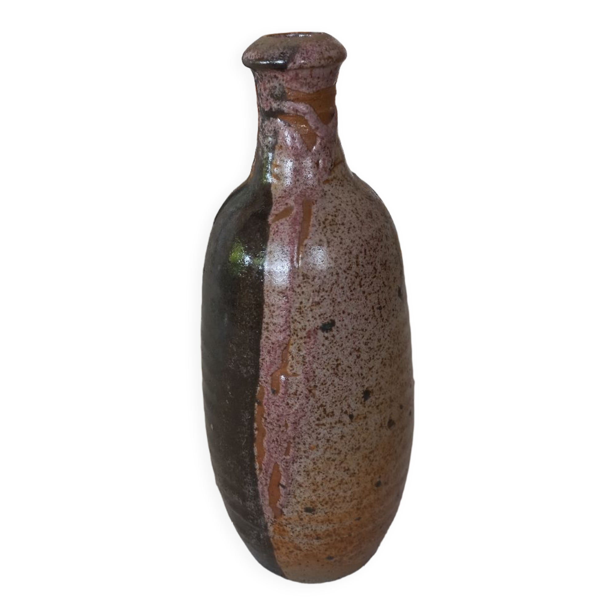 Vase bottle soliflore enamelled earth