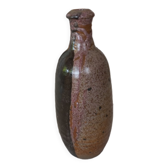 Vase bottle soliflore enamelled earth