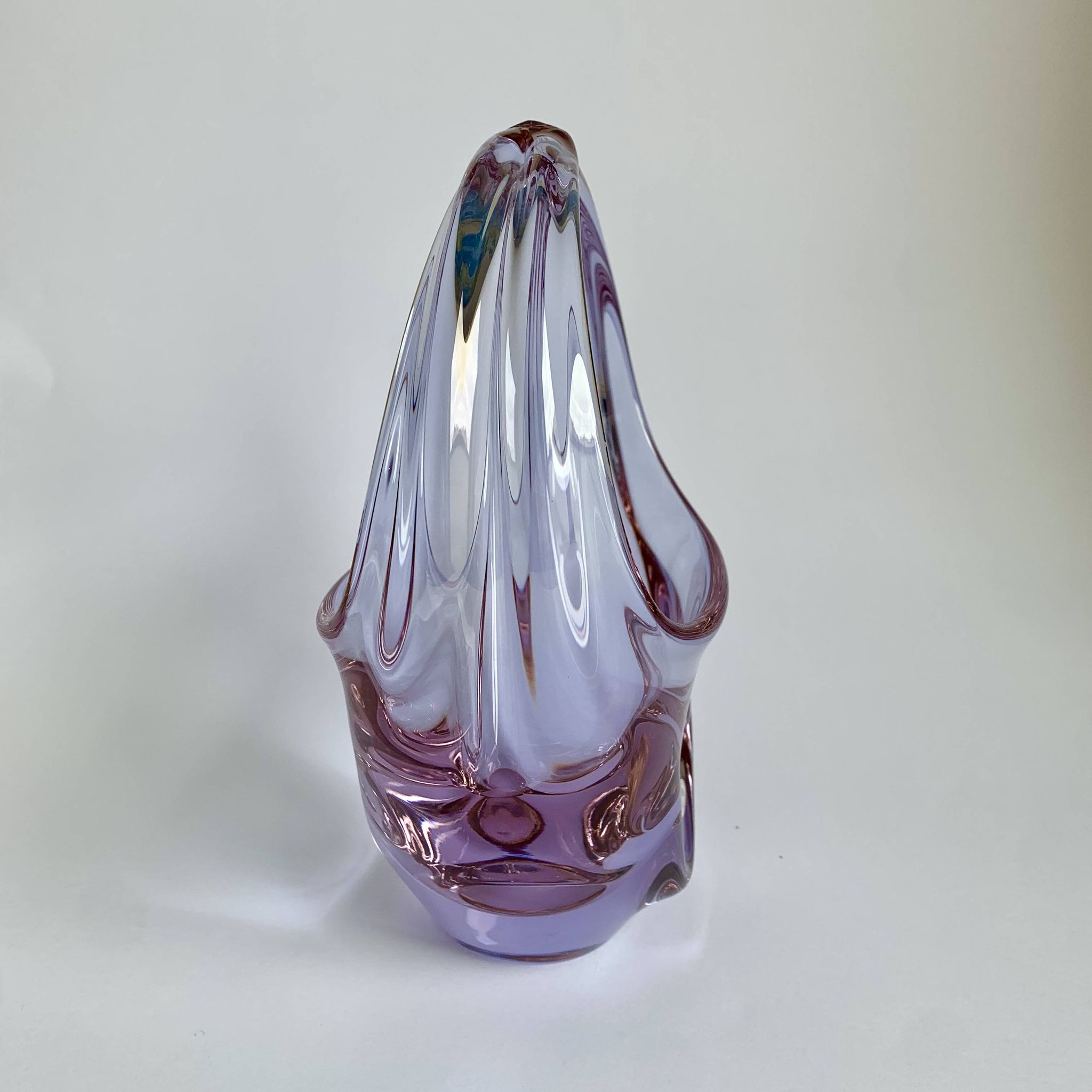 Vintage Art Glass Basket by Miroslav Klinger, 1960s