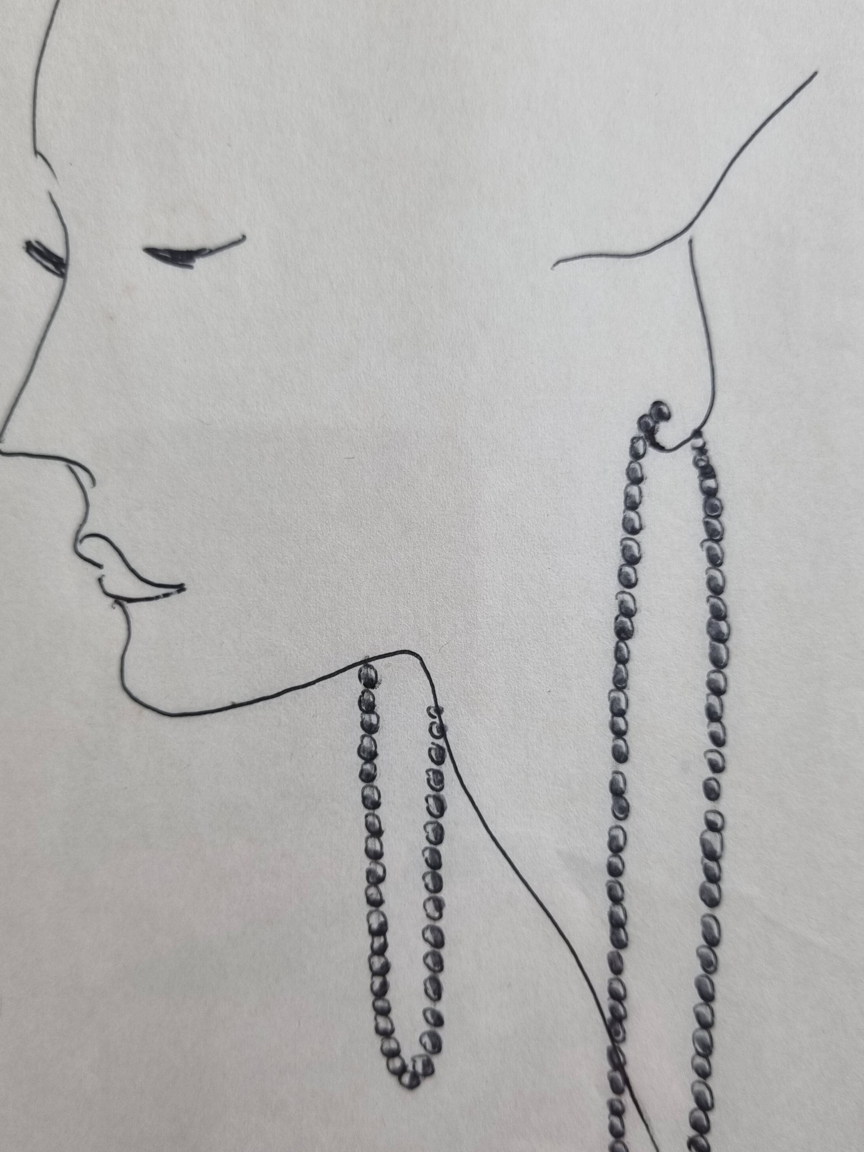 Fashion sketch (accessories), original drawing, signed by Jean Eden, 60s-70s