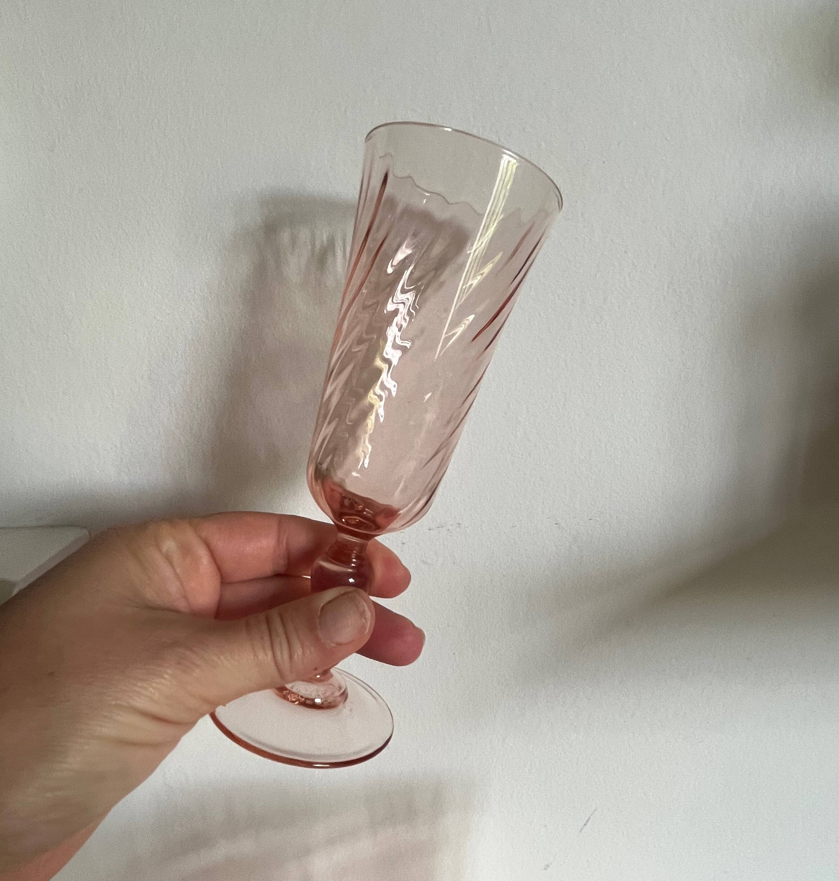 6 Rosaline Twisted Pink Champagne Flutes