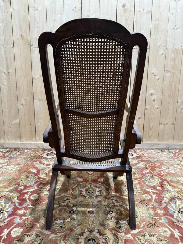 Chaise longue de bateau pliable en cannage