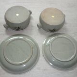 2 bowls with small plates in Korean stoneware