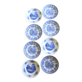 8 romantic blue Lunéville Sarreguemines dinner plates