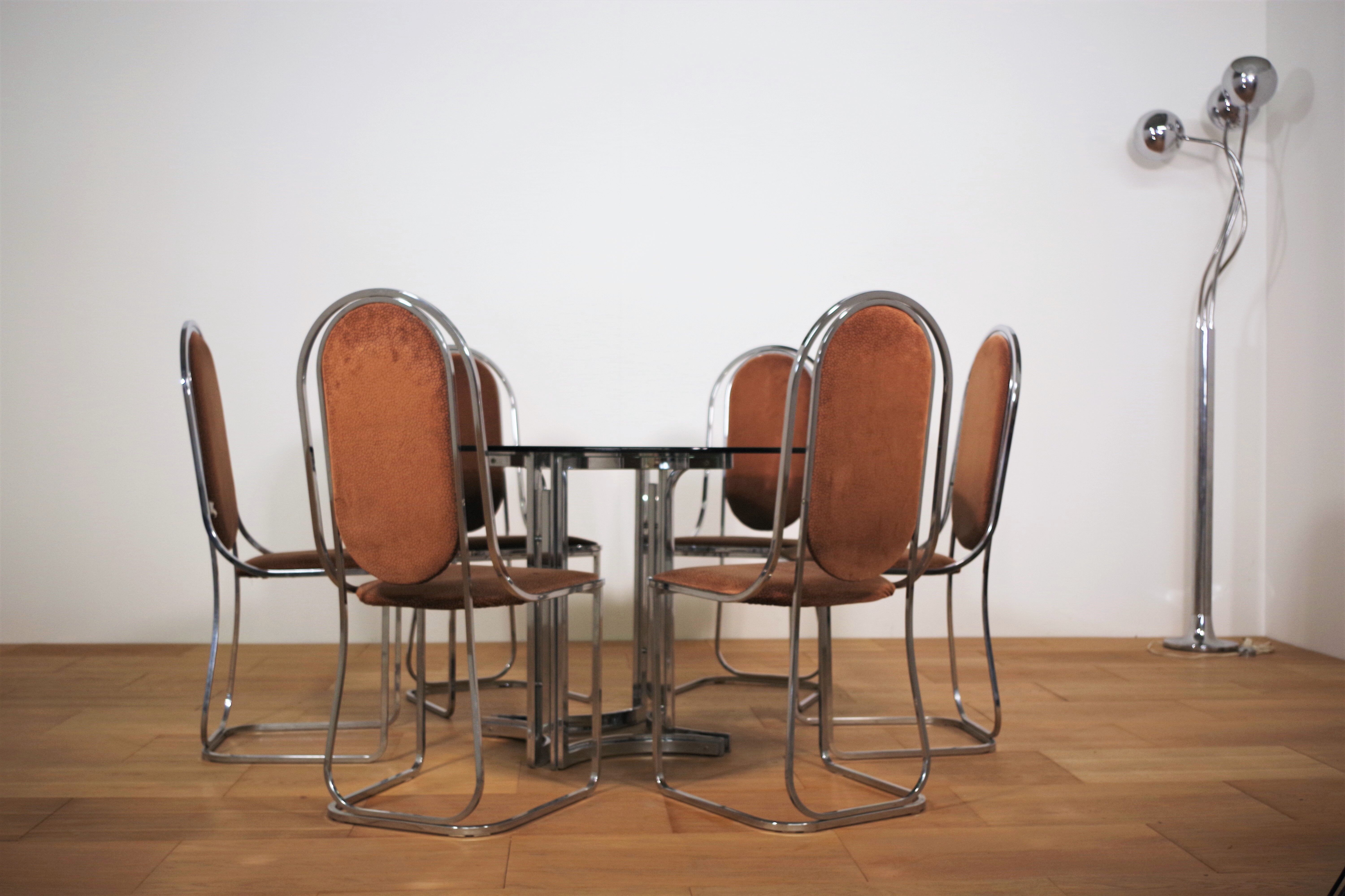 Dining room table and 6 chairs by Alessandro Alpizzi, 1970s, Set of 7