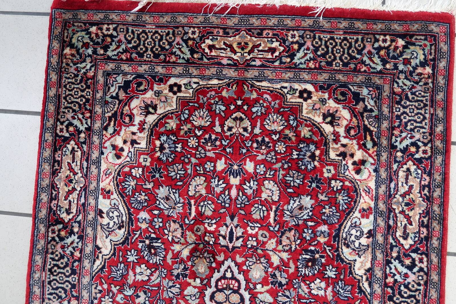 Vintage Persian Handmade Kashan Runner Rug, 2.4' x 5.8' (76 cm x 179 cm), 1960s