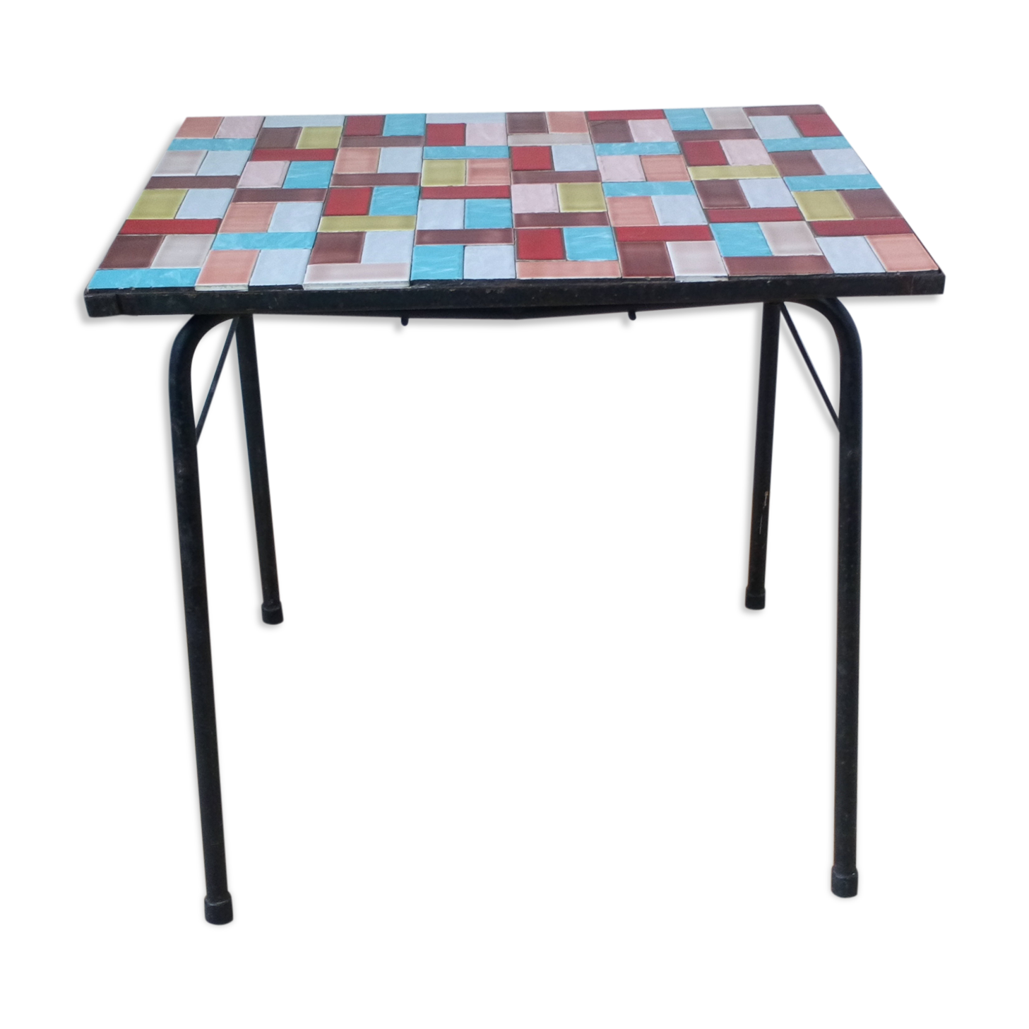 Table low 1950 ceramic multicolor vintage