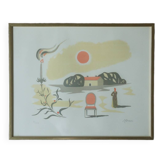 Stellan Mörner, lithographie couleur, années 1960, encadré