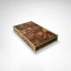 Burl wood and brass metal coffee table with integrated bar by Maison Lancel