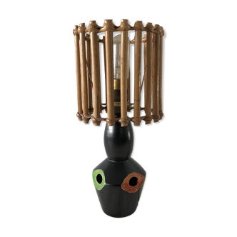 Lamp vintage ceramic rattan Lampshade