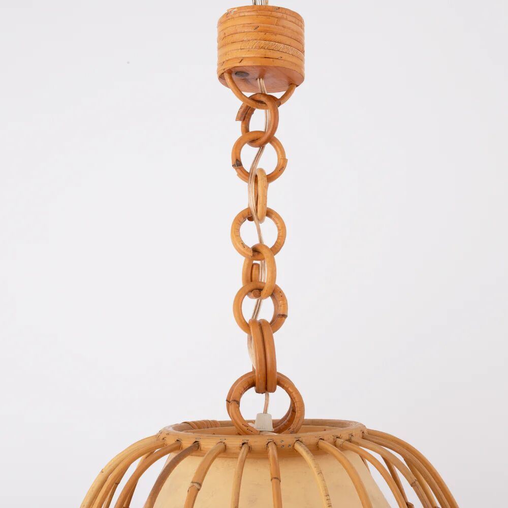 Mid-century Spanish rattan pendant lamp