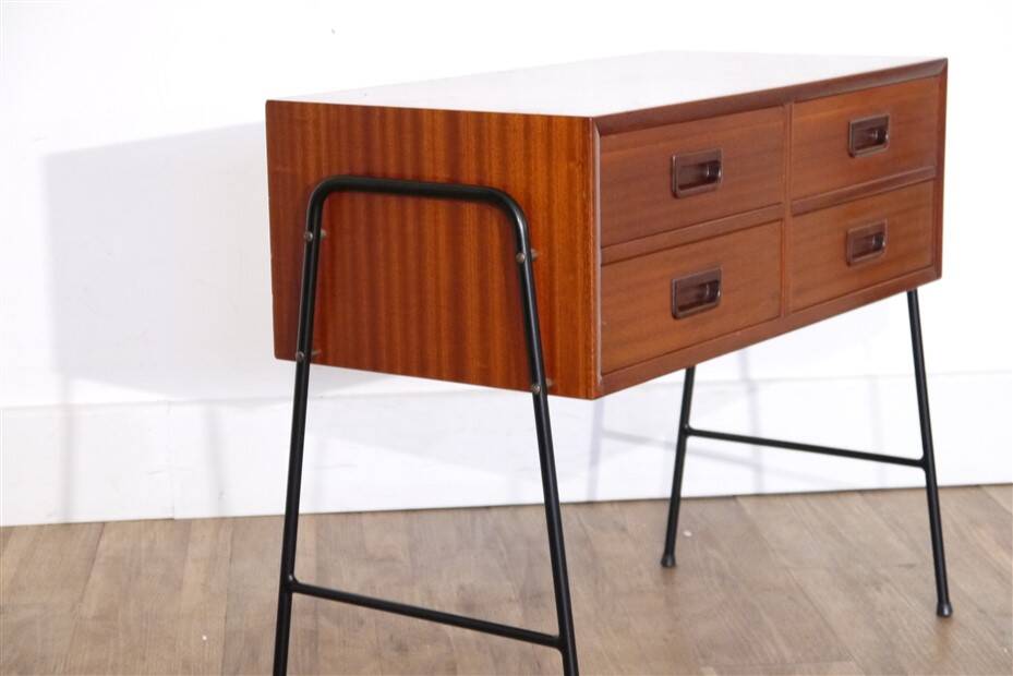 Scandinavian vintage console in teak and metal 1960