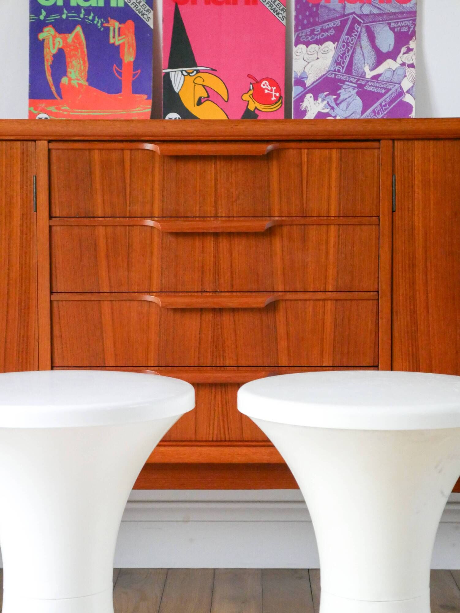 Pair of Tam-Tam stools Made in France Stamp 1970