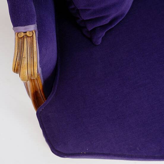 French bergere armchair - New mauve velvet upholstery