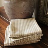 Lot 6 napkins cotton vichy beige linen creation
