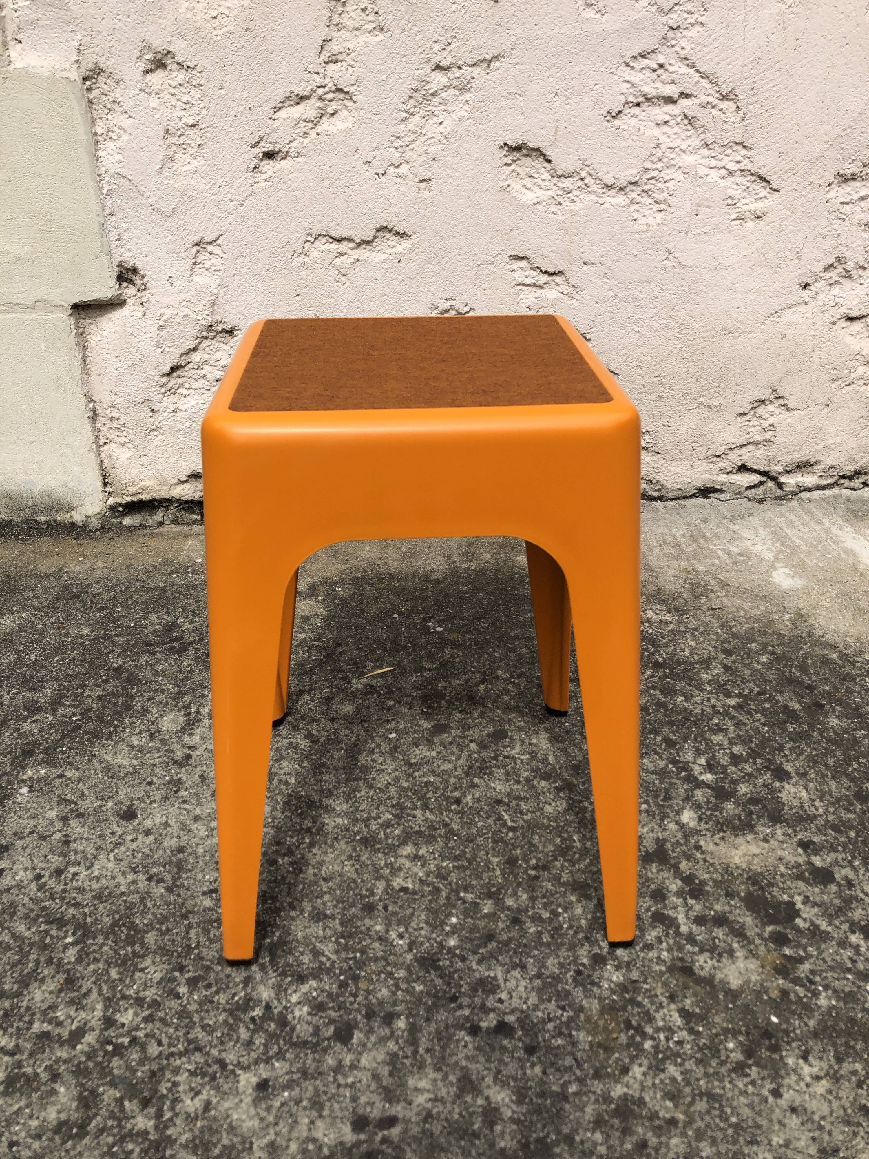 Orange plastic stool, 1970