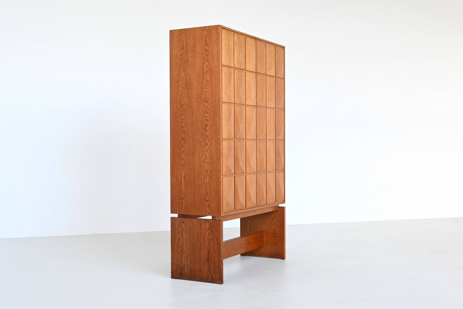 Large Brutalist highboard in oak Mid-Century Gemany 1970