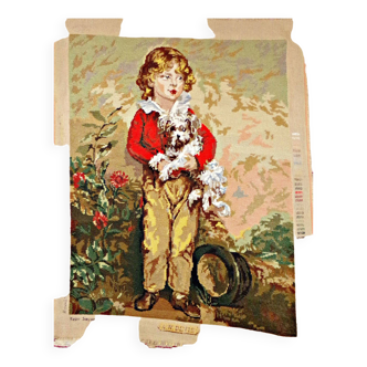 Vintage France - handmade needlepoint royal canvas tapestry in Paris