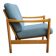 Wood arm chair reupholstered in blue fabric 1960s