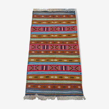 Multicolored Berber kilim rugs in pure wool