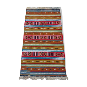 Multicolored Berber kilim rugs in pure wool