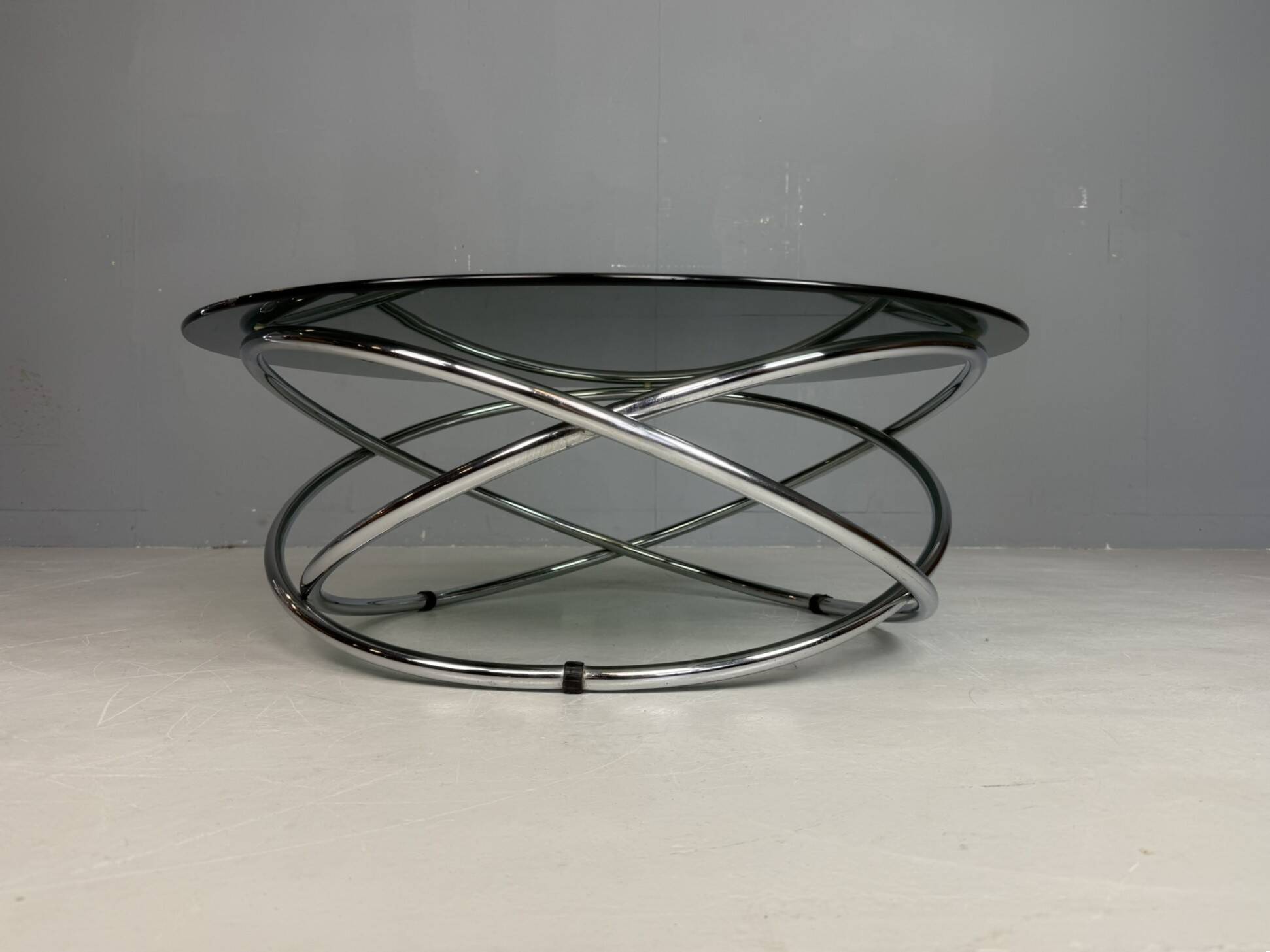 Mac chrome and smoked glass Coffee Table from Miniforms, Italy, 1970s