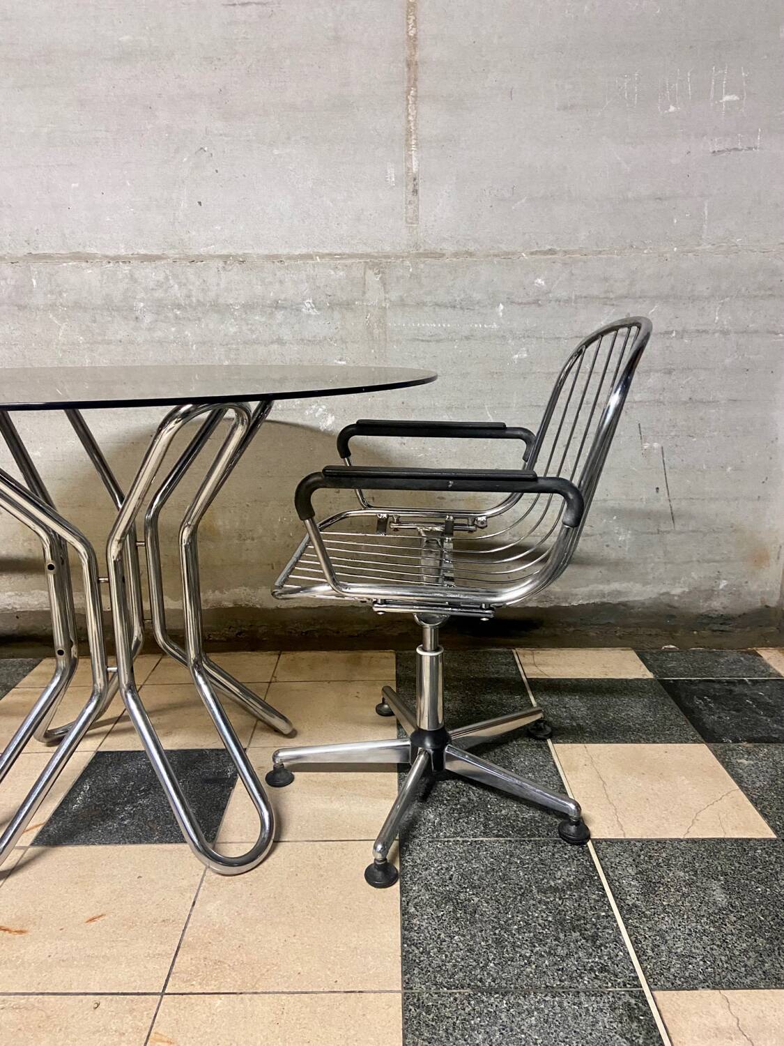 Vintage smoked glass table