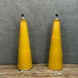 40s pair of enamelled ceramic conical lamps