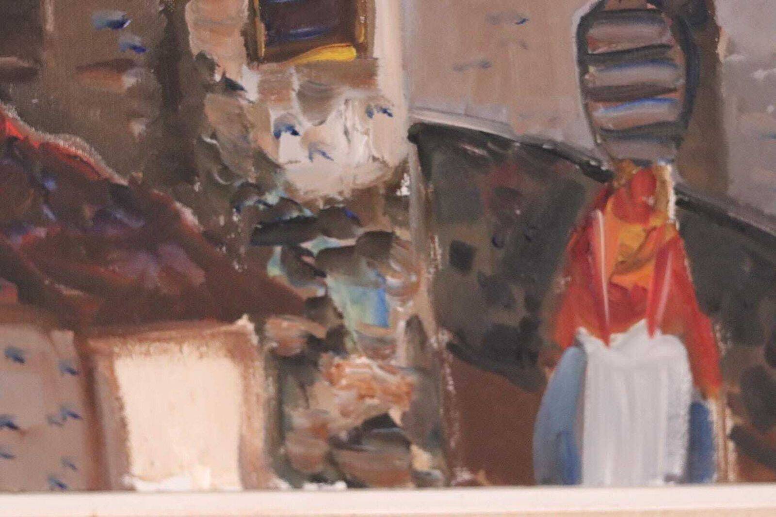 Swedish Oil on Canvas – “Southern Street” by Eric Lo – Vintage