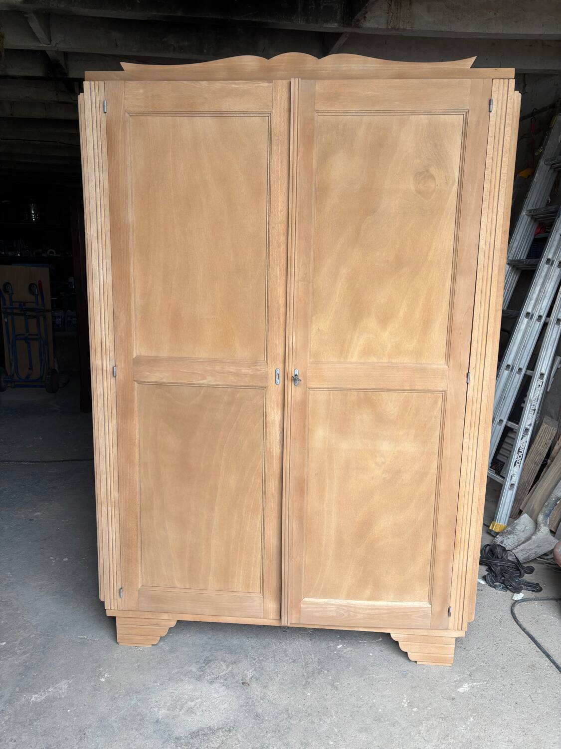Parisian Art Deco wardrobe in natural wood