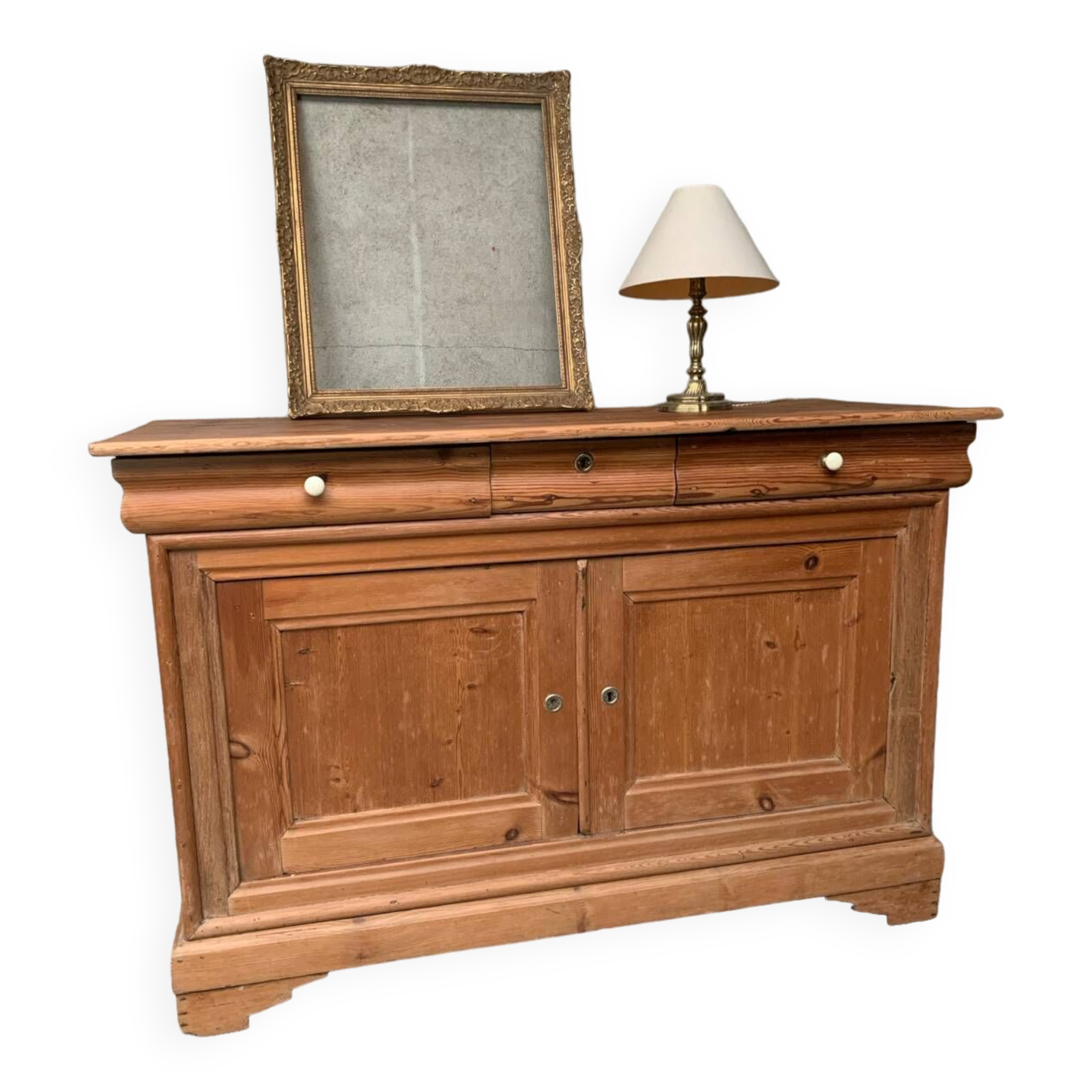 Honey-colored wood sideboard