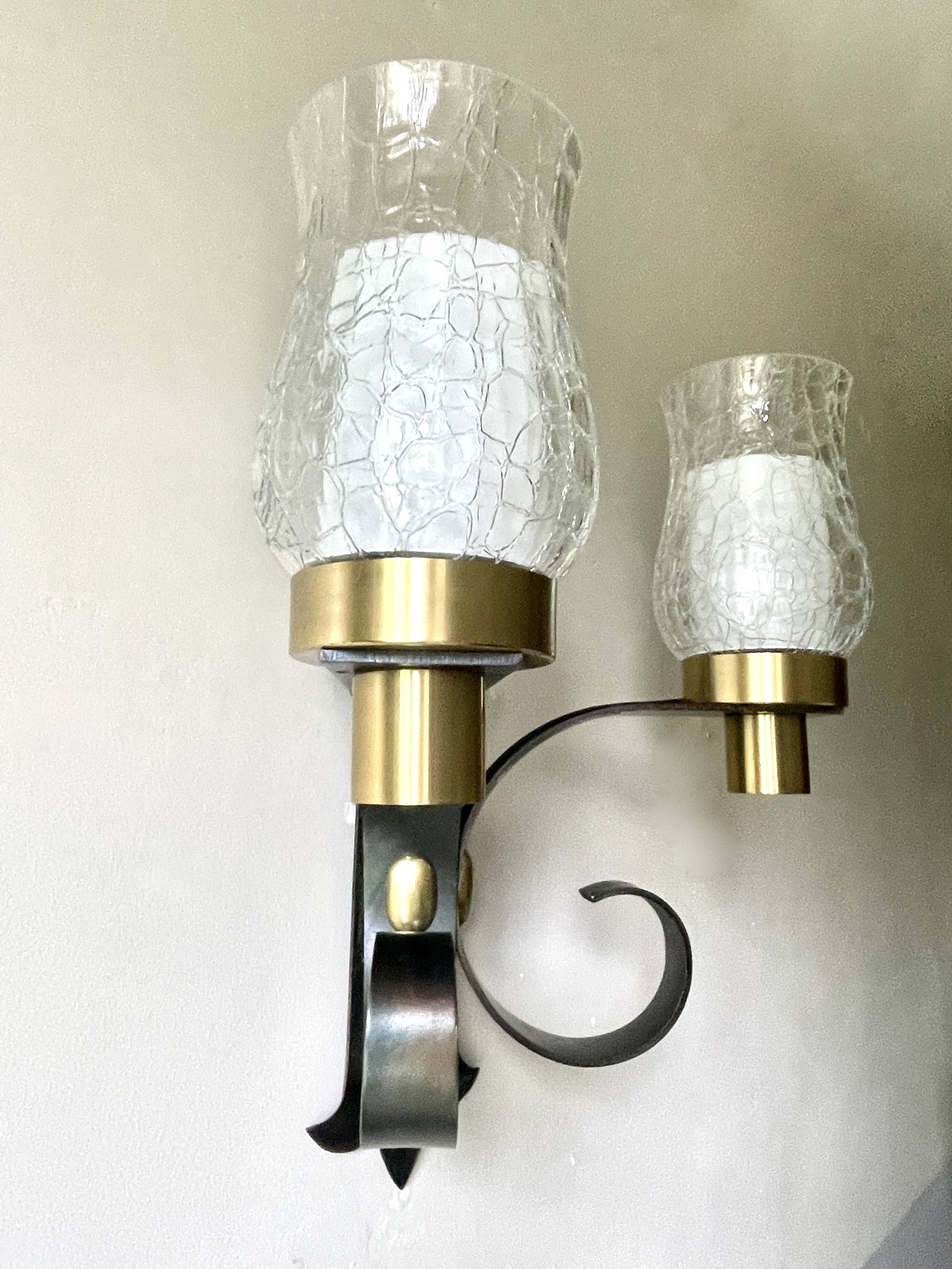 Large brutalist wall light by Jean Perzel