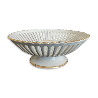 Coupe ajourée porcelaine blanche et dorure