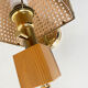 Pair of brass and canning wall lamps