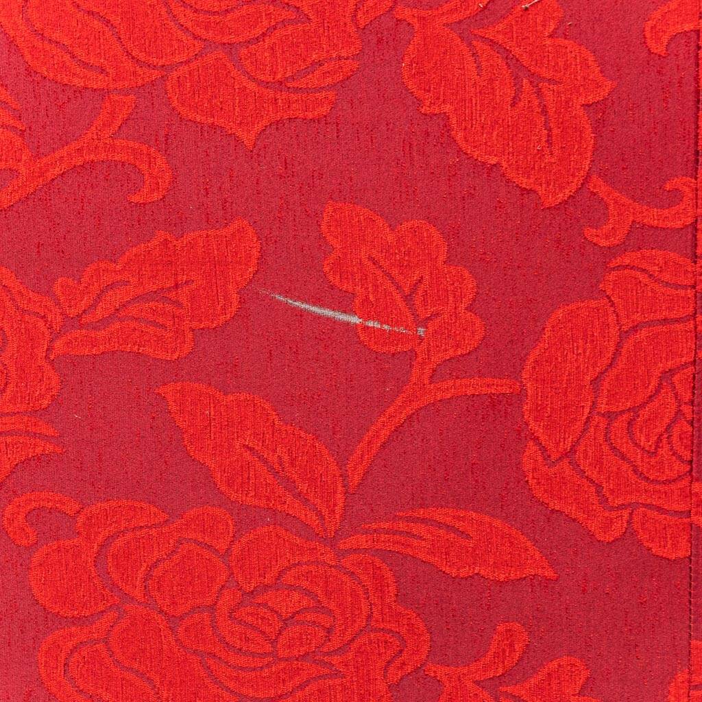 Divano à trois postes en tessuto floreale rosso anni '60 vintage modernariato