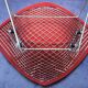 2 Bertoïa Diamond Armchairs + 1 Pouf, Cavalier Cardinal Fabric, Year 1995
