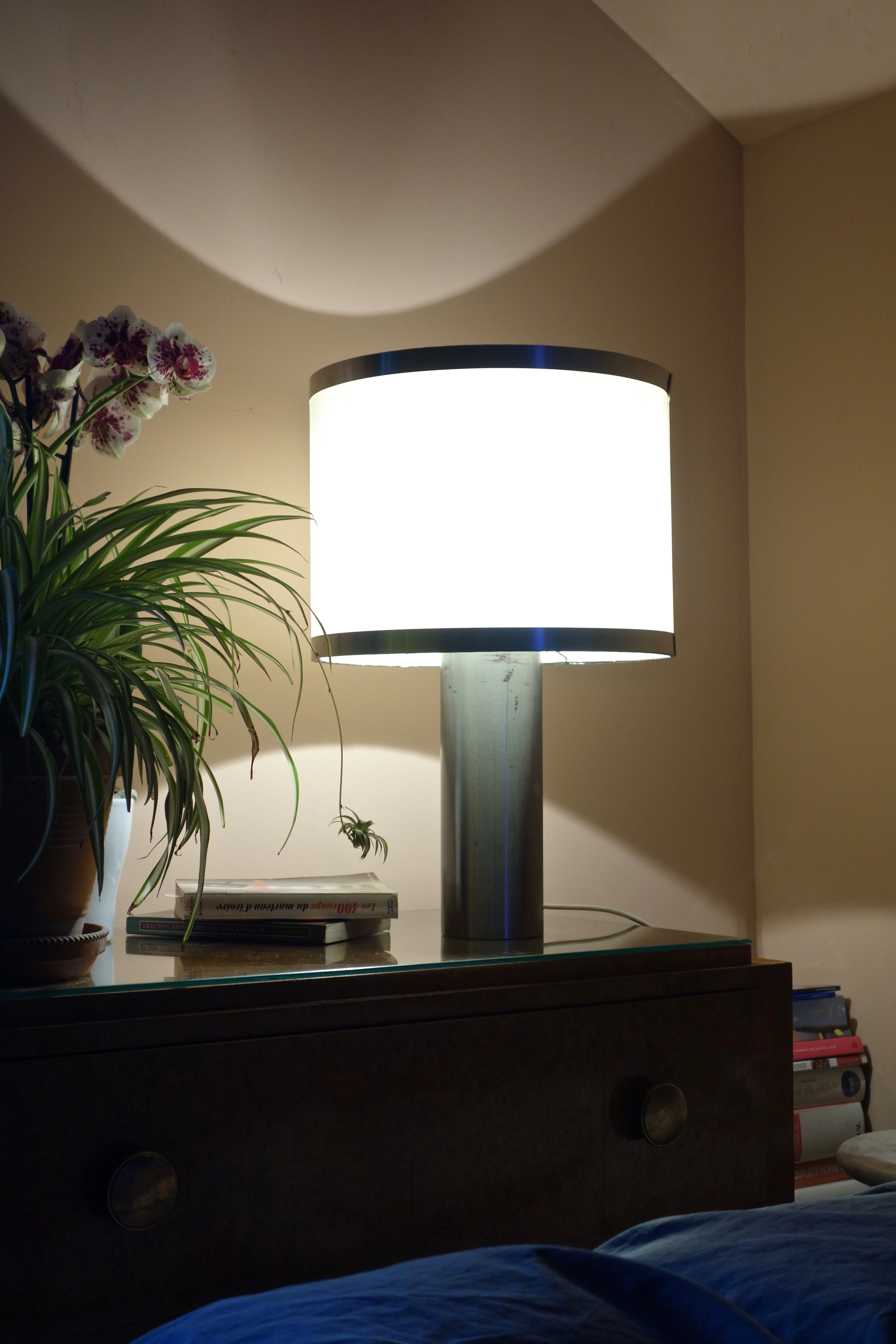 Vintage lamp in brushed aluminum from the 70s