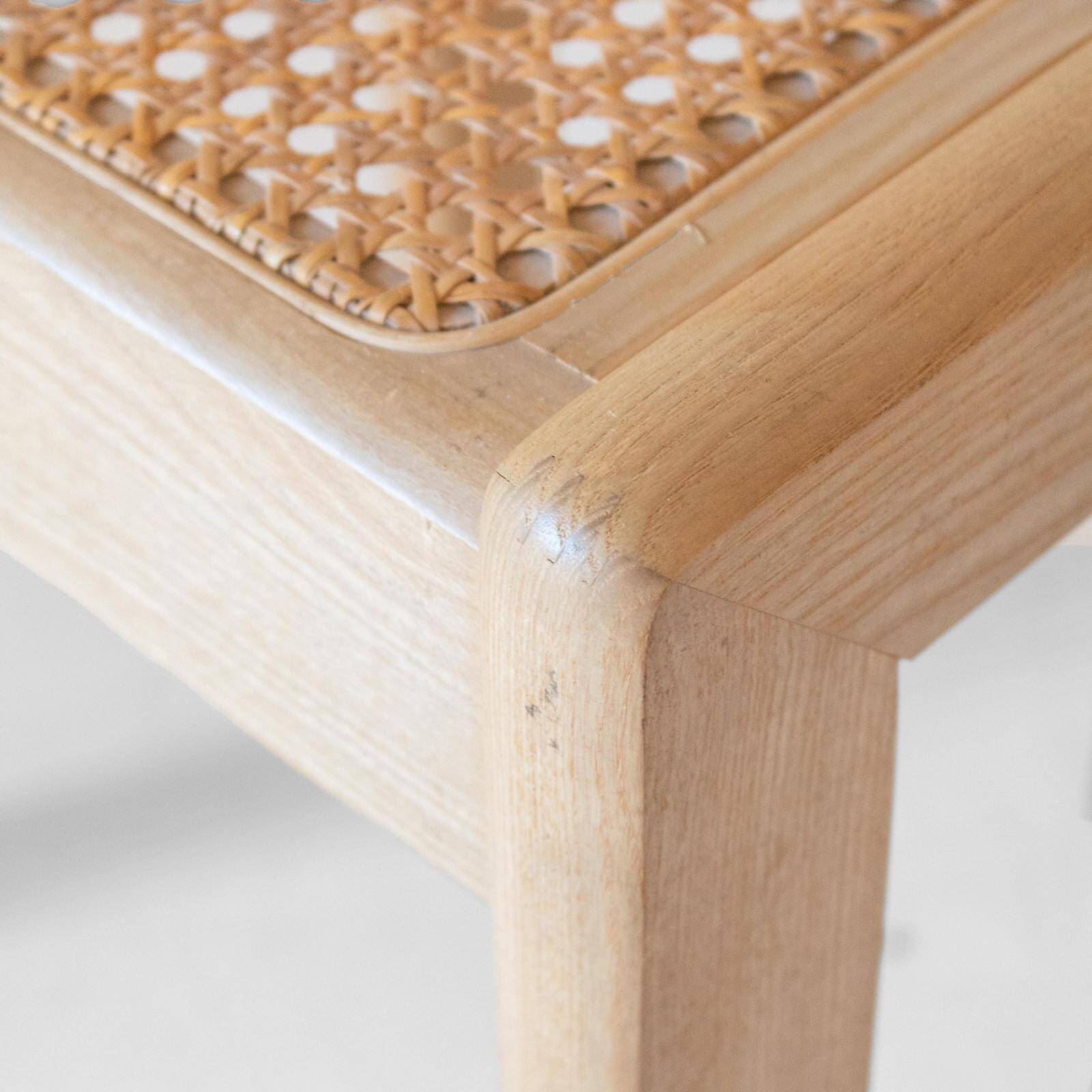 Set of four Italian oak dining chairs with Vienna straw seats, 1970s